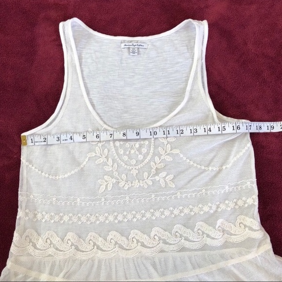 American Eagle Semi-sheer white lace tank top - Picture 7 of 8
